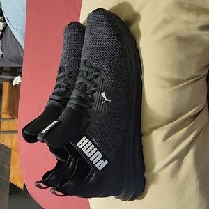 Puma Men Athletic Lace Up Sneakers Enzo Beta Woven Black Fabric, Size 12